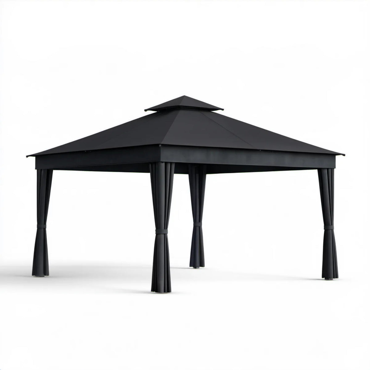 Czarny pawilon ogrodowy 300 x 300 x 270 cm ze stali i poliestru