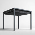 Czarna pergola ogrodowa z rozsuwanym dachem 300 x 300 x 230 cm z aluminium i poliestru
